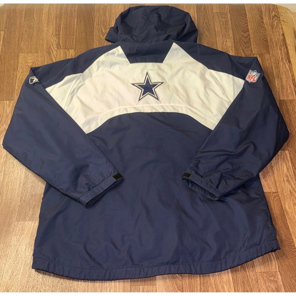 NFL Onfield Reebok Dallas Cowboys Hooded Windbreaker Jacket Navy Blue Large - Picture 7 of 9